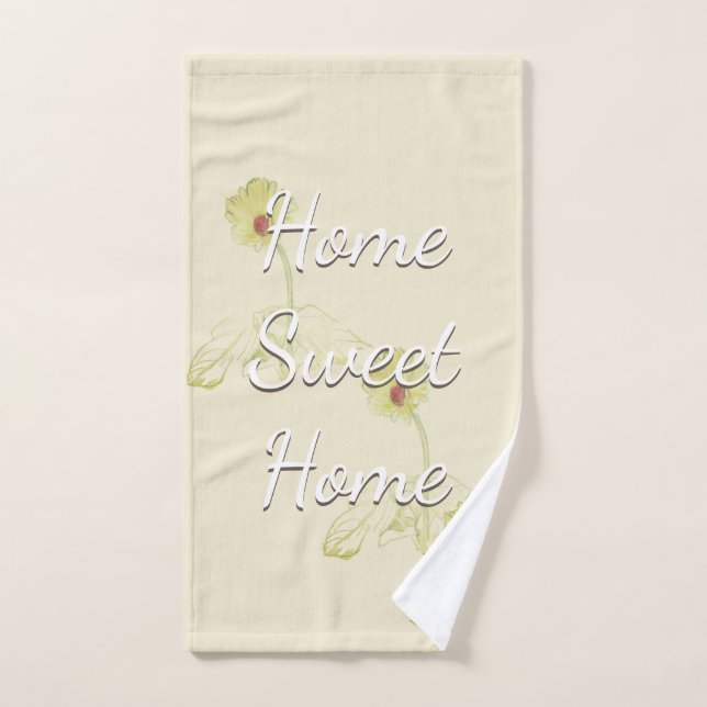 "Home Sweet Home" Daisy Beige (Serviette à main)
