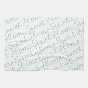 Home Sweet Home Diagonal Script Duck Egg Blue Wt Kitchen Towel