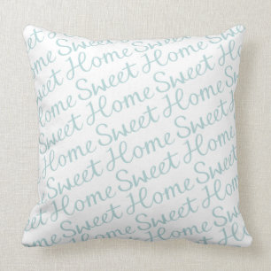 Home Sweet Home Diagonal Script in DE Blue Wt Throw Pillow