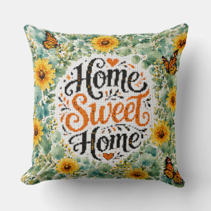 Home Sweet Home Eucalyptus With Yellow Flowers Throw Pillow