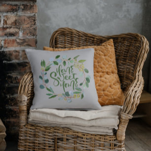 Home Sweet Home Eucalyptus Wreath Throw Pillow