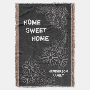 Home Sweet Home Family Chalkboard Styled Throw Blanket