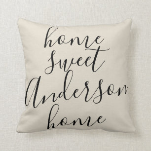Home Sweet Home Family Name Custom Rustic Throw Pillow