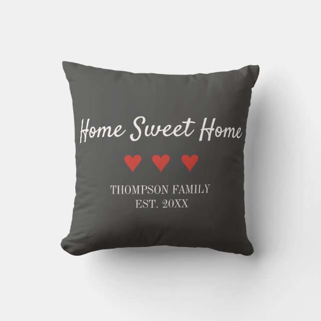 Home Sweet Home Family Name Throw Pillow (Front)