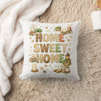Home Sweet Home Farmhouse Country Rustic  Throw Pillow