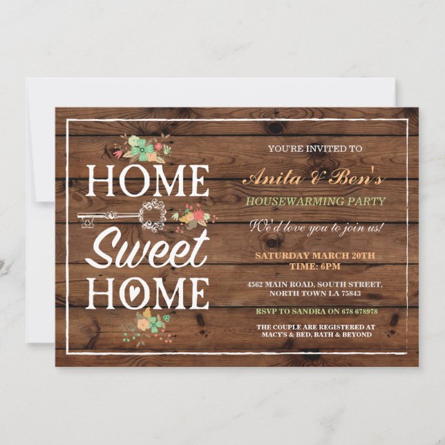 Home Sweet Home Floral Housewarming Invitation (Front)