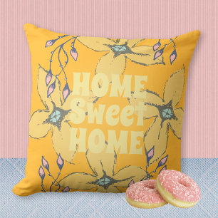 HOME Sweet HOME Flower Power Pop Art  Throw Pillow