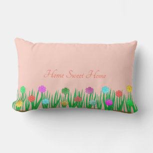 Home Sweet Home Flowers Lumbar Pillow