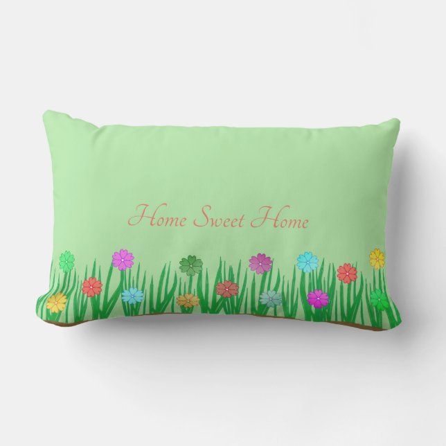Home Sweet Home Flowers Lumbar Pillow (Front)