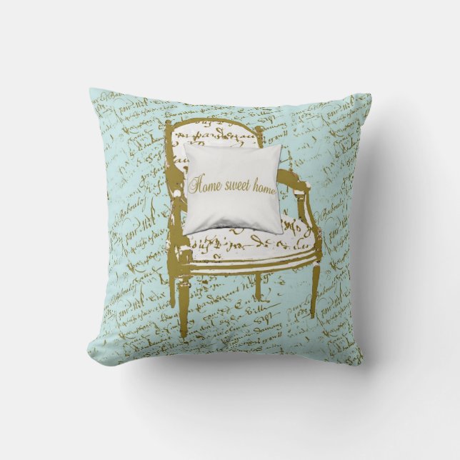 Home Sweet Home, French Script Throw Pillow (Front)