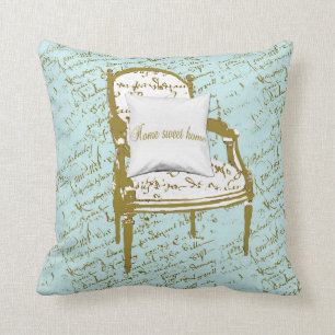 Home Sweet Home, French Script Throw Pillow
