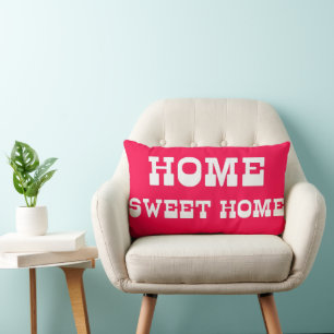 Home Sweet Home - Fun Barn Typography Red Lumbar Pillow