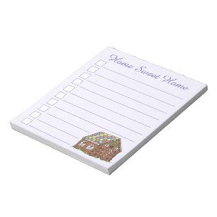 Home Sweet Home Gingerbread House Holiday Notepad