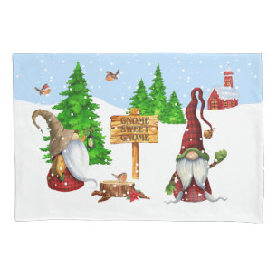 Home Sweet Home Gnome Winter Scene Pillowcase