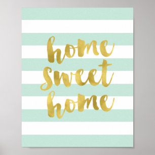 Home Sweet Home Gold et Mint   Impression d'art