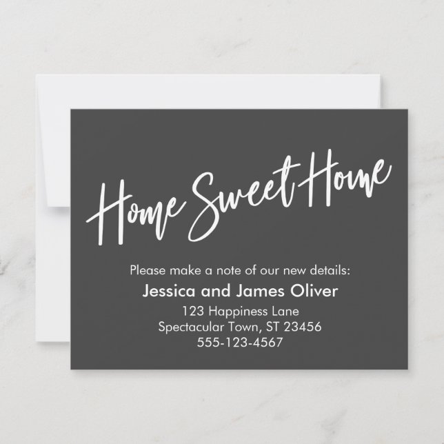 Home Sweet Home Handwriting Grey Announcement (Front)