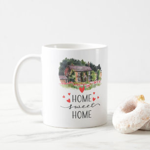 Home Sweet Home Hearts House Floral Coffee Mug