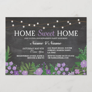 Home Sweet Home Housewarming Chalk Floral Invite