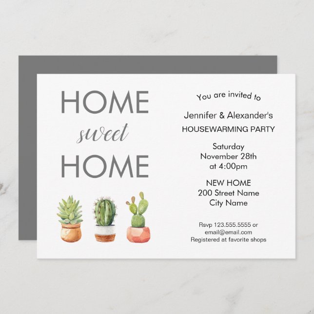 Home Sweet Home Housewarming Party Invitation (Front/Back)