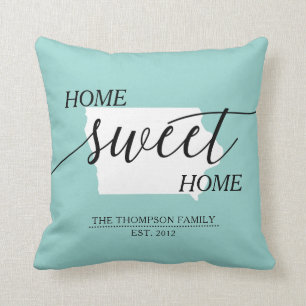 Home Sweet Home IA State Family Name Throw Pillow