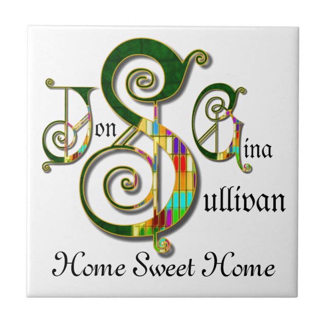 "Home Sweet Home" JSG Custom Monogram Tile (Front)