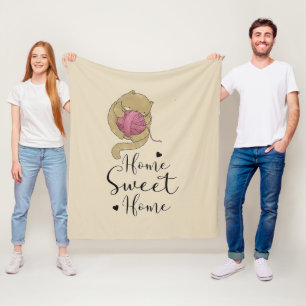 Home Sweet Home Kitten Yarn Fleece Blanket