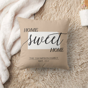 Home Sweet Home KS State Family Name Throw Pillow