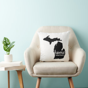 Home Sweet Home Michigan Silhouette Throw Pillow