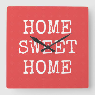 Home sweet home minimal design square wall clock
