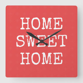 Home sweet home minimal design square wall clock