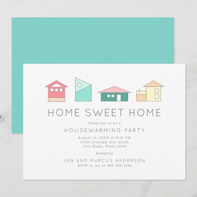 Home Sweet Home Minimalist Housewarming Party Invitation (Front/Back)