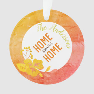 Home Sweet Home Moderne Floral Chic Orange Jaune