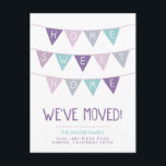 Home Sweet Home Moving Announcement Postcard<br><div class="desc">Cute and simple modern moving announcement postcard design featuring an adorable multi colour bunting flag banner that says HOME SWEET HOME in a handwritten font with space to add your new address below. Add a message on the back or leave blank to write a handwritten note. Click the CUSTOMIZE IT...</div>