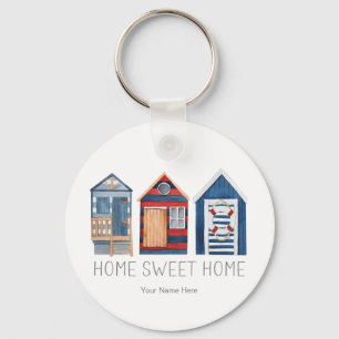 Home Sweet Home Nautical Summer Beach Hut Cabanas  Keychain