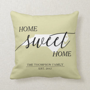 Home Sweet Home NC State Family Name Throw Pillow