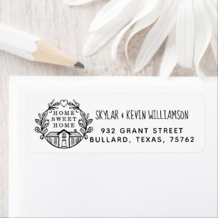 Home Sweet Home New Address Laurel Wreath White