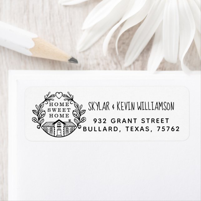 Home Sweet Home New Address Laurel Wreath White (Insitu)