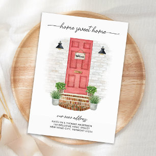 Home Sweet Home New Address Watercolor Red Door Card