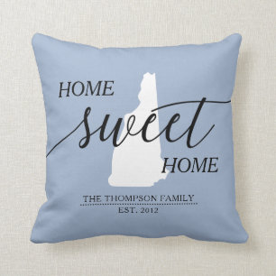 Home Sweet Home NH State Family Name Throw Pillow