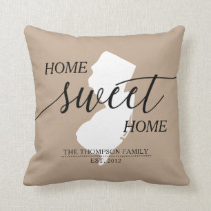 Home Sweet Home NJ State Family Name Throw Pillow