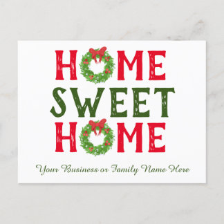 Home Sweet Home Noël Wreath Holiday Carte postale