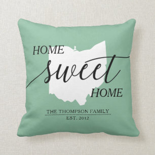 Home Sweet Home OH State Family Name Throw Pillow