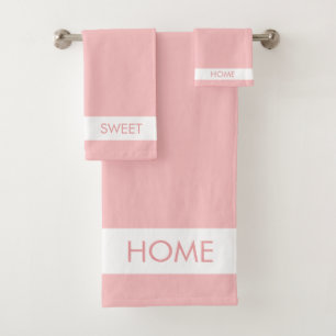 Home Sweet Home on Pink Bath Towel Set