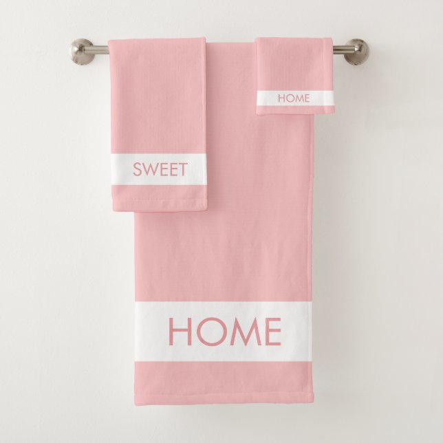 Home Sweet Home on Pink Bath Towel Set (Insitu)