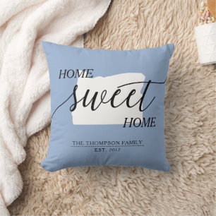 Home Sweet Home OR State Family Name Throw Pillow
