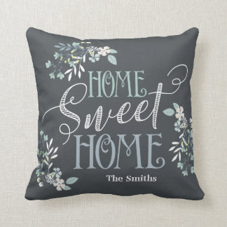 "Home Sweet Home" personalized floral pillow