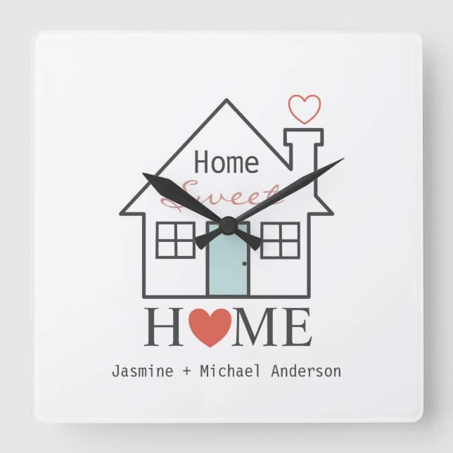Home Sweet Home personalized Square Wall Clock (Front)