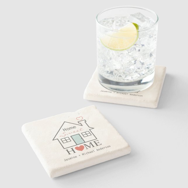 Home Sweet Home personalized Stone Coaster (Side)