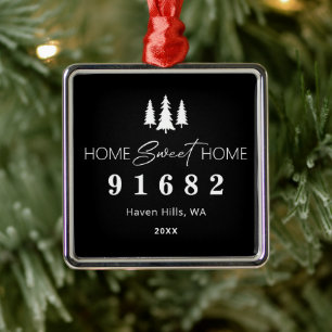 Home Sweet Home Photo Zip Code Metal Ornament