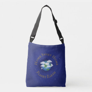 "Home Sweet Home Planet Earth" Whimsical Astronomy Crossbody Bag
